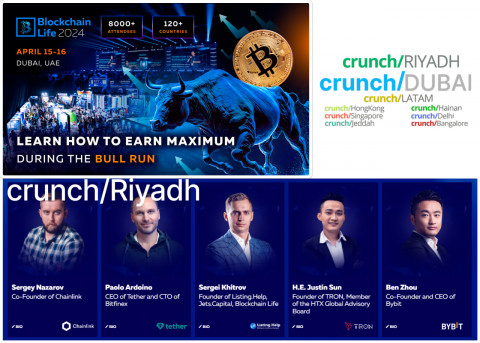 Blockchain Life 2024 forum in Dubai is official partner or crunch/Riyadh